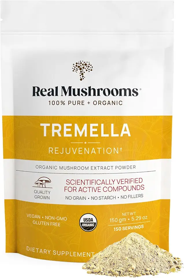 Real Mushrooms Tremella Mushroom Extract Powder (150 Servings) Mushroom Blend for Immune Support, Brain, and Skin - Vegan, Non-GMO, Organic Mushroom Supplements for Humans - Immune Support Supplement