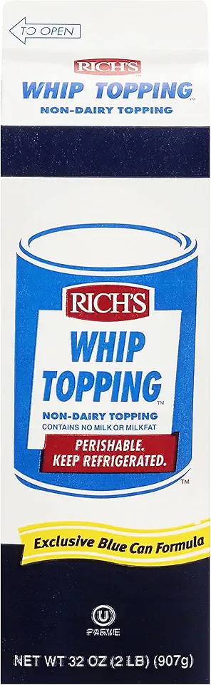 Rich&#x27;s Non-Dairy Liquid Whip Topping, Thaw, Pour, and Whip for a Sweet Dessert Filling and Topping, 2lb Cartons, 12 per case