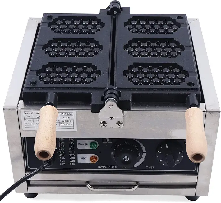 Waffle Maker Machine, 1500W 50-300℃ Electric Stainless Steel Non-Stick 3pcs Honeycomb Waffle Pop Maker, Commercial Flip Balance Heating Waffle Iron for Bakeries Restaurants Kiosks Canteens