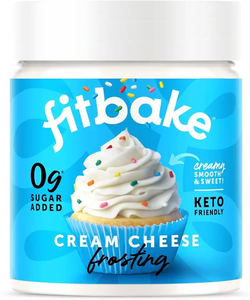 FitBake Cream Cheese Frosting | Keto Frosting for Low Carb Desserts | Sugar Free Cream Cheese Keto Icing | 0g Net Carbs Per Serving | Gluten Free | Naturally Sweetened Low Carb Food Keto Friendly 8oz