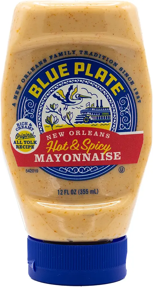 Blue Plate Hot &amp; Spicy Mayonnaise, Rich and Creamy Mayo with a Southern Kick – 12 Fl Oz Squeeze Bottle (Pack of 1)