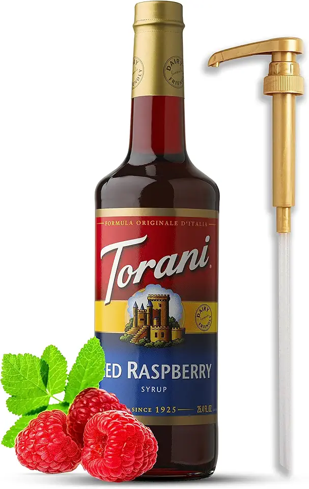 Red Raspberry Syrup for Drins &amp; Coffee 25.4 Ounces Coffee Flavoring for Drinks with Fresh Finest Coffee Syrup Pump