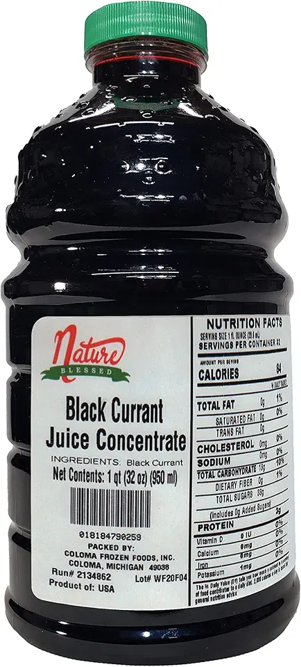 Nature Blessed 100% Pure Black Currant Concentrate - 1 Quart (1/32 fl oz bottle), Applications: Home Wine Making, Brewing, Distilling, Smoothies, Jelly