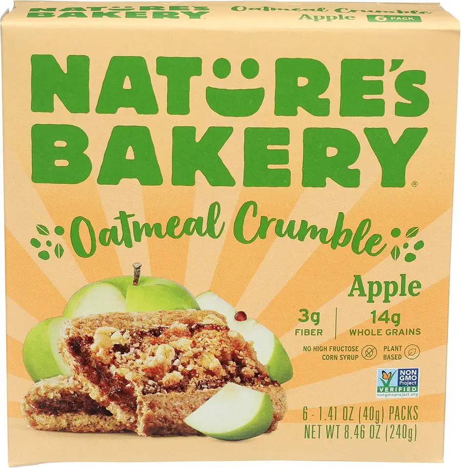 Nature&#x27;s Bakery Apple Oatmeal Crumble Bars, 6 Counts, Vegan, Non GMO, 8.46 Ounces (Pack Of 6)