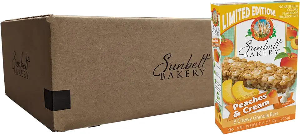 Sunbelt Bakery Peaches &amp; Cream Chewy Granola Bars, Full Case, 12 Boxes