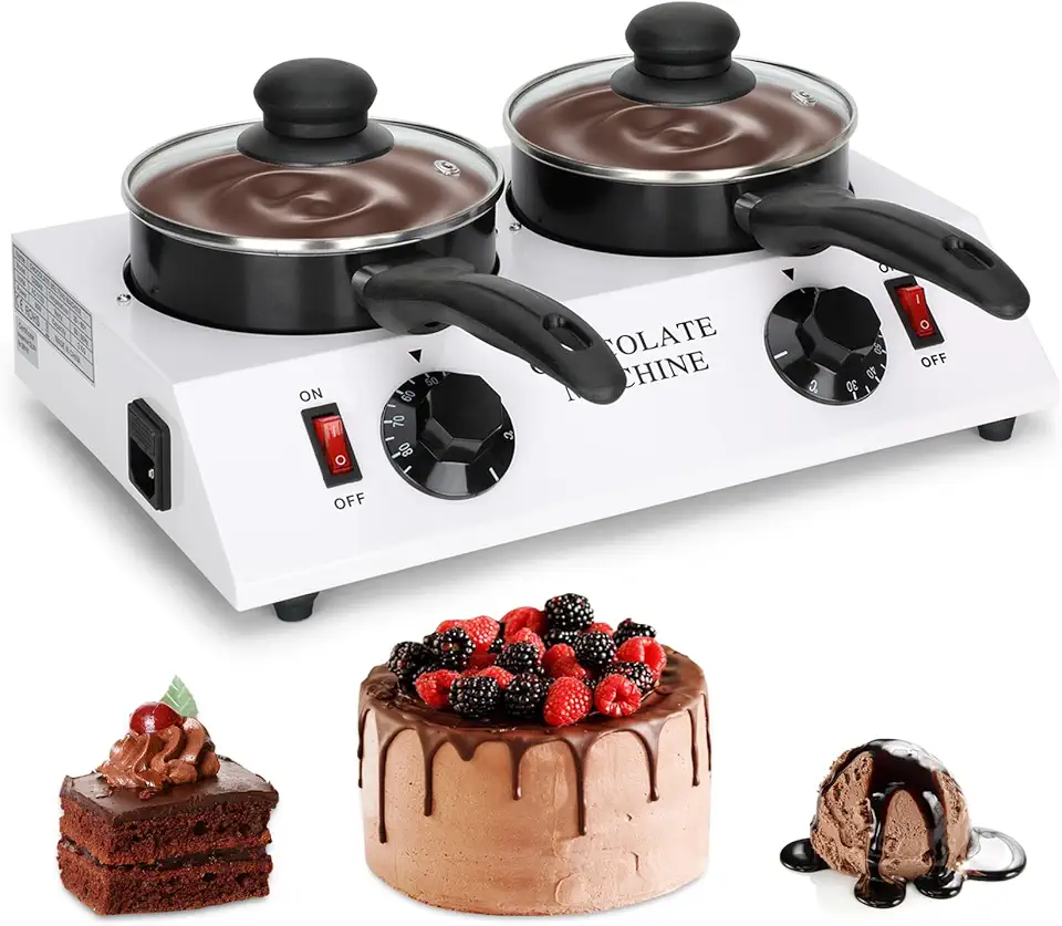 Chocolate Melting Machine Electric Heating Chocolate Tempering Machine Melting Pot Fast and Even Melting Ideal Create for Chocolate,Candy,Butter Making Warming Coffee Milk Wine (Double)