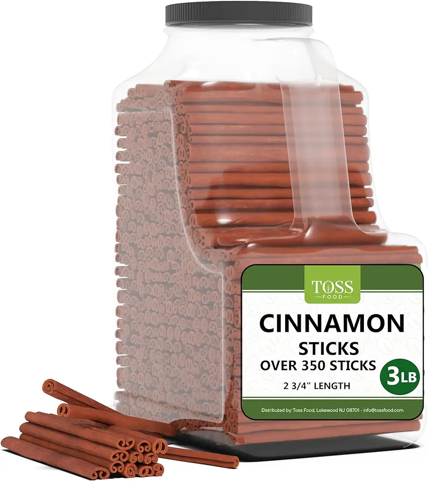 Cinnamon Sticks Whole Bulk 3 LB Jar - 2.75 Inch Cut With Strong Aroma, Perfect for Crafts,Baking, Cooking &amp; Tea- 350+ Cassia Cinammon Stick