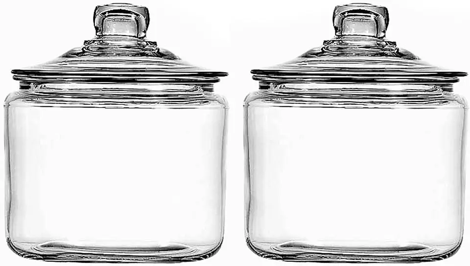 Anchor Hocking Heritage Hill 3 Quart Glass Jar with Lid, Set of 2