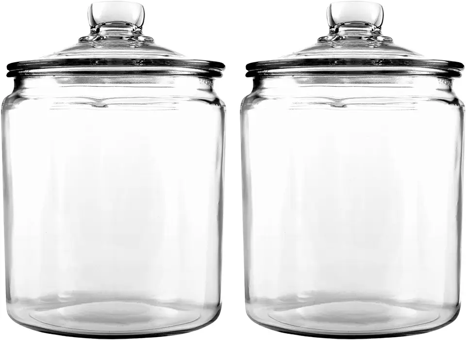 Anchor Hocking Heritage Hill 1/2 Gallon Glass Jar with Lid, Set of 2