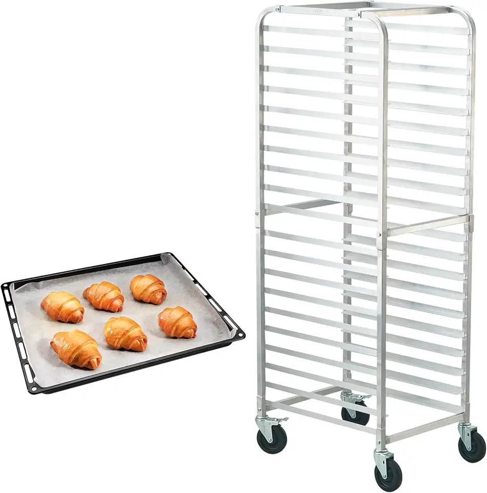 VEVOR Bun Pan Rack, 20-Tier Commercial Bakery Racks with Brake Wheels, Aluminum Racking Trolley Storage for Half &amp; Full Sheet, Speed Rack For Kitchen Home, Bread Baking Equipment, 26&quot;L x 20.4&quot;W x 70&quot;H