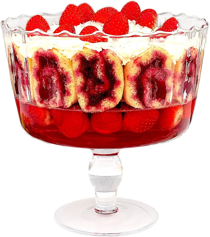 Barski Large Glass Trifle Bowl, with Scallop Design - 9&quot; D - European Beautiful Hand Made Glass - 168 oz (over 5 quarts) Clear