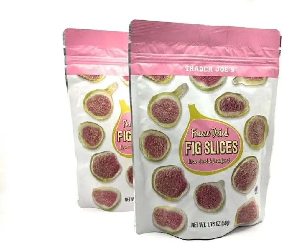 Freeze-Dried Fig Slices Unsweetened &amp; Unsulfured by Trader Joes 1.76 oz (50g) – Pack of 2