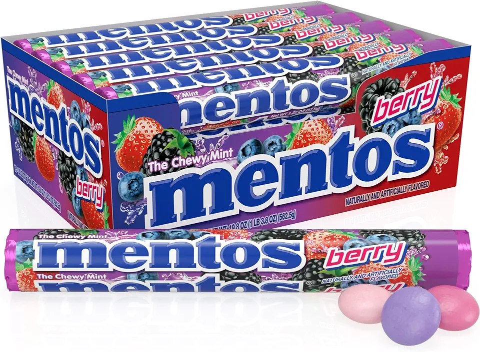 Mentos Halloween Trick or Treat Chewy Candy Mint Roll, Berry Flavored, Individually Wrapped Bulk Candy, Party, Office, Concessions, Non-Melting, 14 Count (Pack of 15)