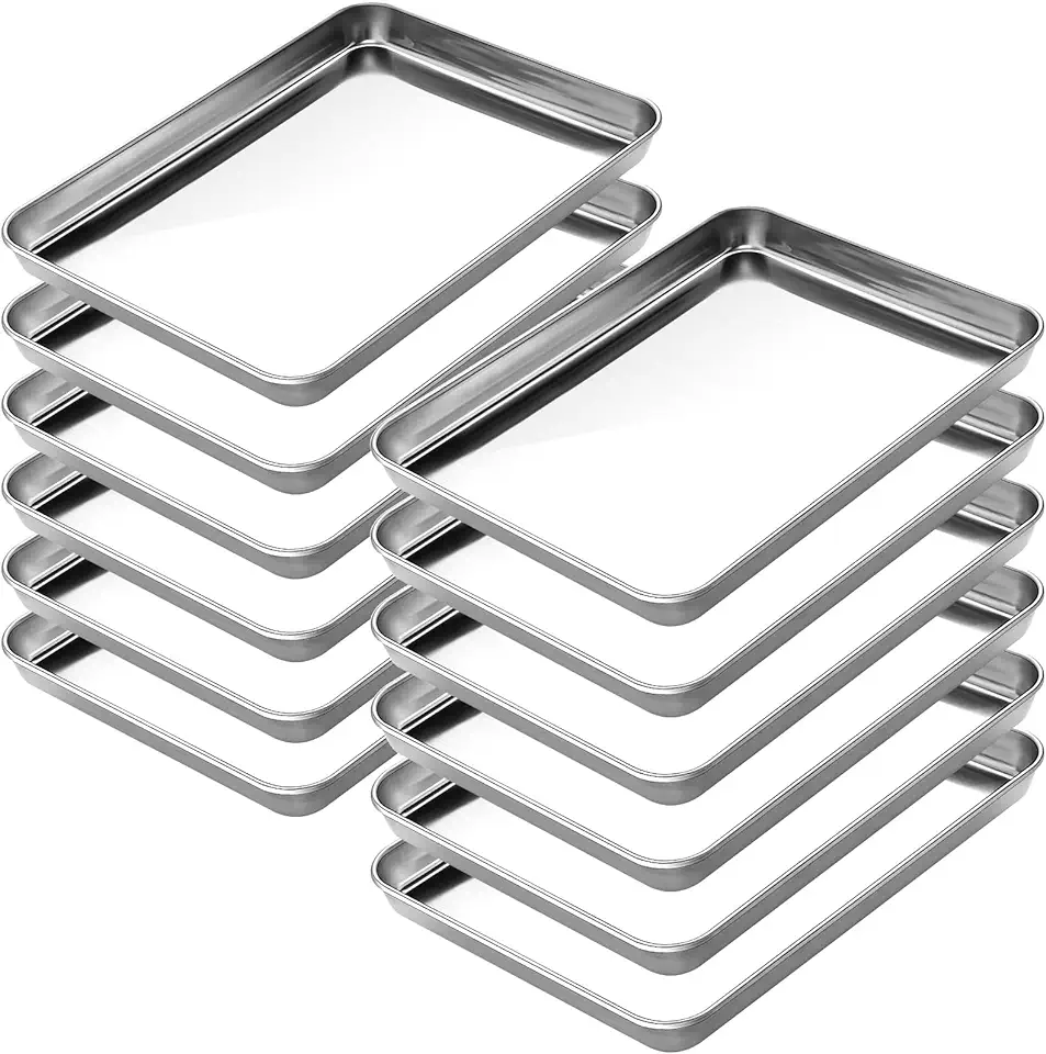 CEKEE Baking Sheet Set of 12, Stainless Steel 16 Inche Cookie Sheets for Baking, Baking Sheet Pan Toaster Oven Tray, Jelly Roll Pan, Warp Resistant &amp; Heavy Duty, Size 16 x 12 x 1 Inches