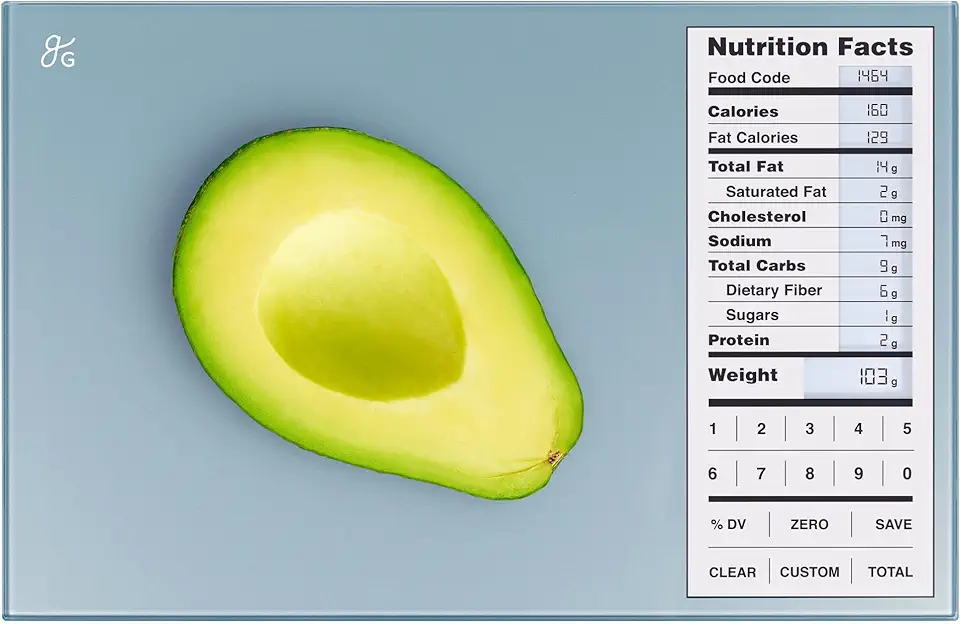 Nutrition Scale by Greater Goods, Food Grade Glass, Calorie Counting Scale, Meal Prep Scale, and Weight Loss Scale, Stone Blue