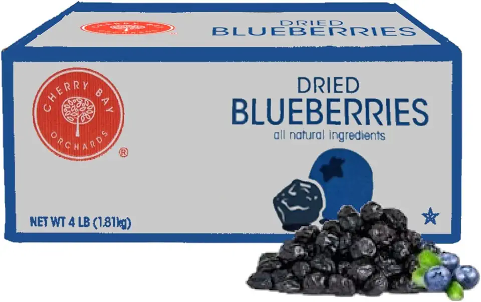 Dried Blueberries Sweetened (4 lb bulk box) - 100% Domestic, All Natural, Kosher Certified, Gluten Free, and GMO Free, No Additives - Great Source of Antioxidants