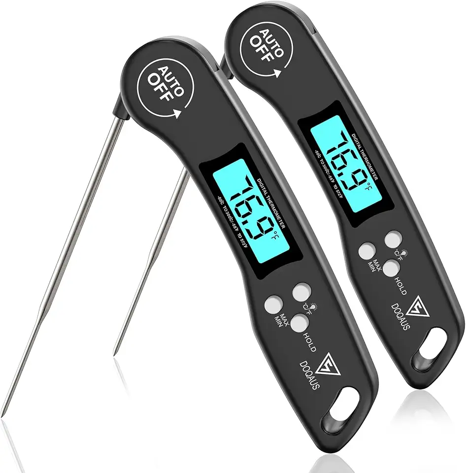 DOQAUS Digital Meat Thermometer, 2 Pack Instant Read Food Thermometer for Cooking, Kitchen Probe with Backlit &amp; Reversible Display, Cooking Temperature for Turkey, Bread, Baking, Sourdough