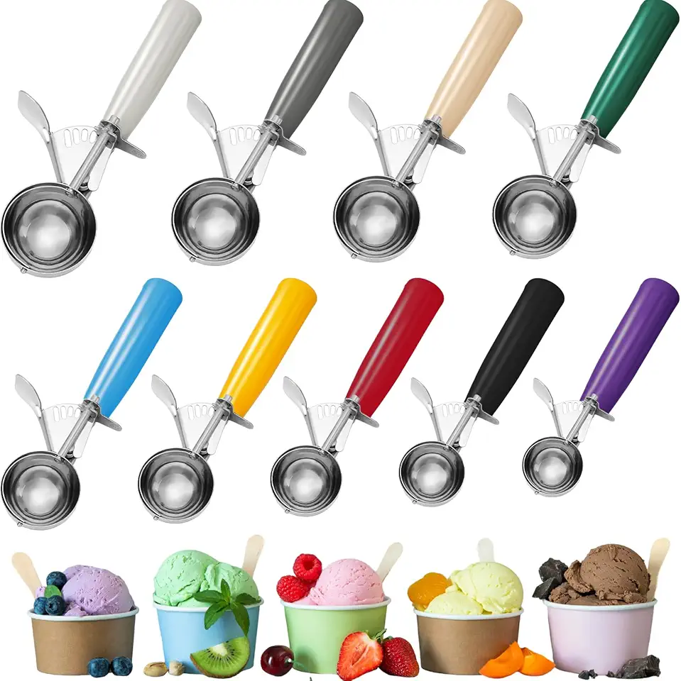 Hsei Ice Cream Scoop Cookie Scoops Portion Scoop Stainless Steel Ice Cream Scooper with Handle for Baking Food Cookie Dough Cupcake Batter(Many Color, 40mm to 78mm, 9 Pcs)