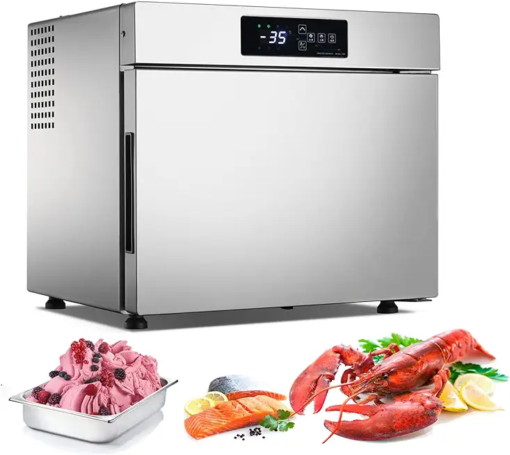 Kolice Commercial 32L Countertop Shock Freezing Blast Chiller &amp; Freezer, Chest Freezer, Blast Freezer, Freezer Cabinets for ice cream, pastry, seafood, desserts, meat-Lowest Temperature -35C(-31°F)