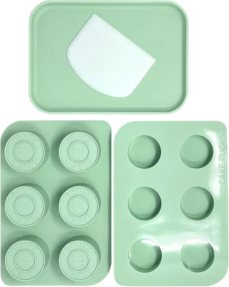 The Original Cakepuck Mold Set – It&#x27;s not a Pop, it&#x27;s a Puck! The Easier Way to Make Chocolate Covered Desserts – BPA Free Silicone – Includes 2 Molds, 1 Plastic Tray and 1 Scraper – Green