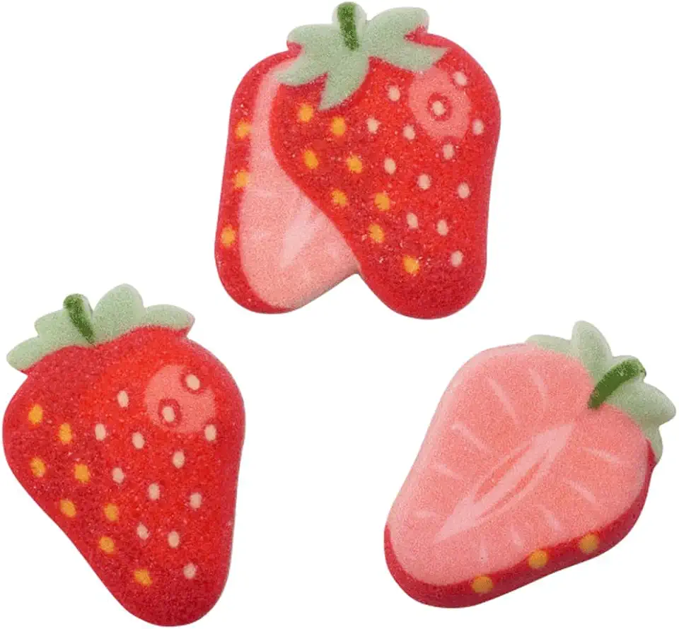 Fruit Shaped Sugar Decorations Cookie Cupcake Cake Edible Toppers 12 pc (Strawberries)