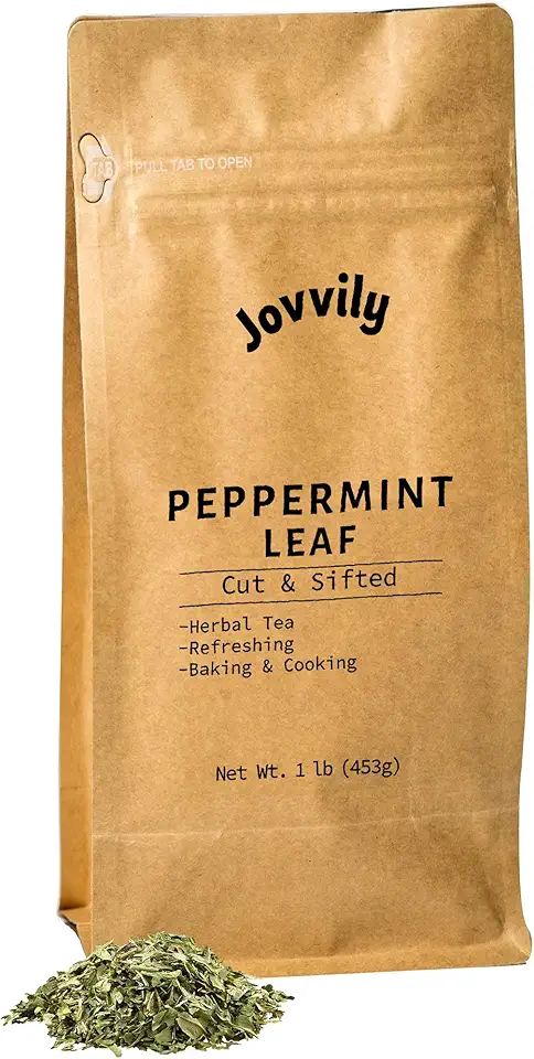 Jovvily Peppermint Leaf, 1 lb, Cut &amp; Sifted, Herbal Tea, Refreshing