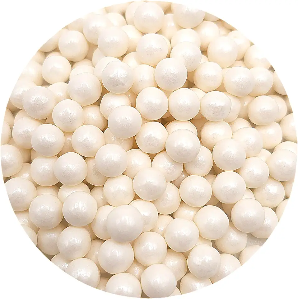 NCS Shimmer White 7mm Sugar Pearls, 8 ounces - Perfect For Table Centerpieces, Weddings, Birthdays, Candy Buffets, &amp; Party Favors