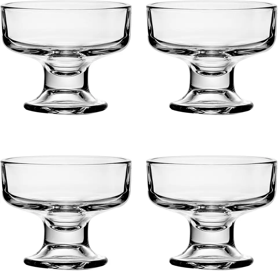 Set of 4 Dessert Glasses Cups - 6.3 oz Small Ice Cream Bowl, Glass Dessert Bowls for Trifle Parfait Sundae and Nuts, Lead-Free Footed Dessert Cups, Clear Glass Fruit Parfait Cups