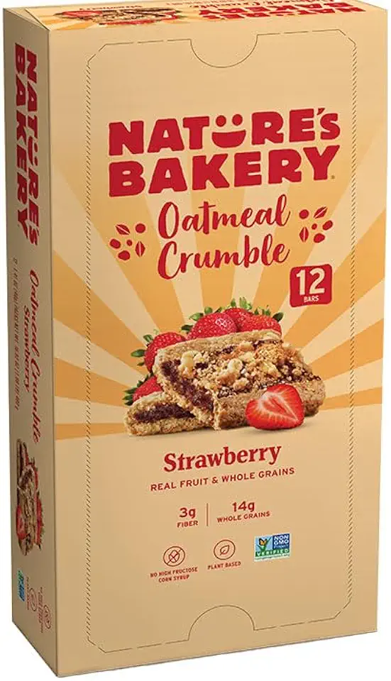 Nature’s Bakery Oatmeal Crumble Bars, Strawberry, Real Fruit, Vegan, Non-GMO, Breakfast bar, 1 Box With 12 Twin Packs (12 Twin Packs)