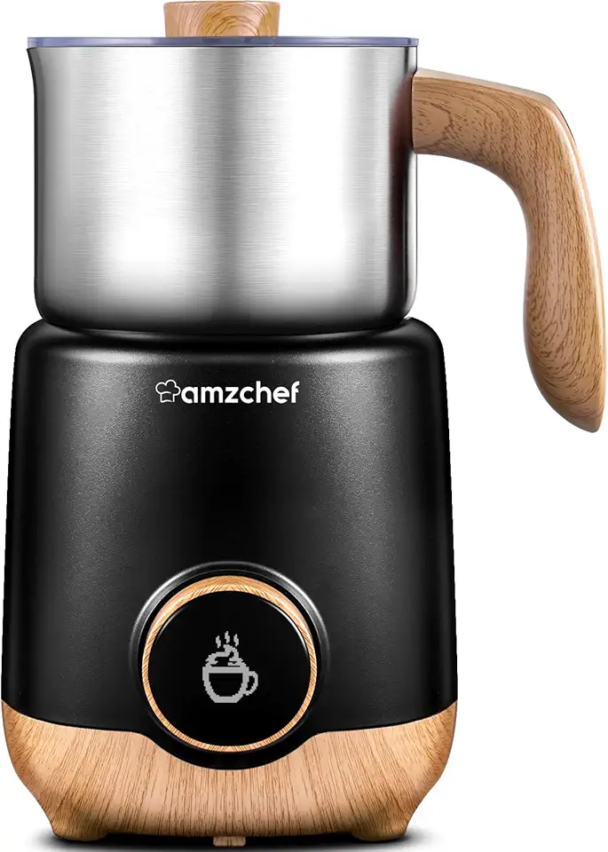 AMZCHEF 8-IN-1 Milk Frother and Steamer 550 Watts, 21 oz Split Stainless Steel Automatic Milk Steamer for Latte, Hot and Cold Milk Froth, Hot Milk, Chocolate Milk, Baby Food