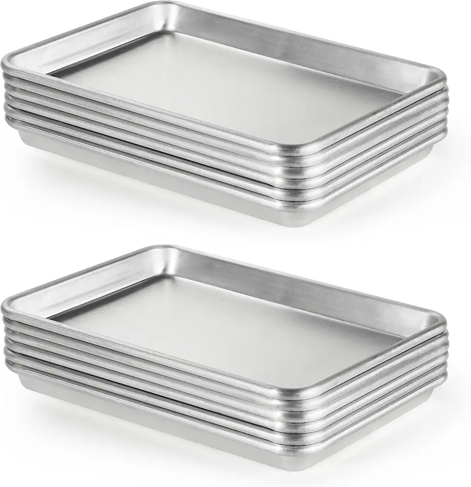 CURTA 12 Pack Aluminum Sheet Pan, NSF Listed Half Size 13 x 9 inch Commercial Bakery Cake Bun Pan, Baking Tray