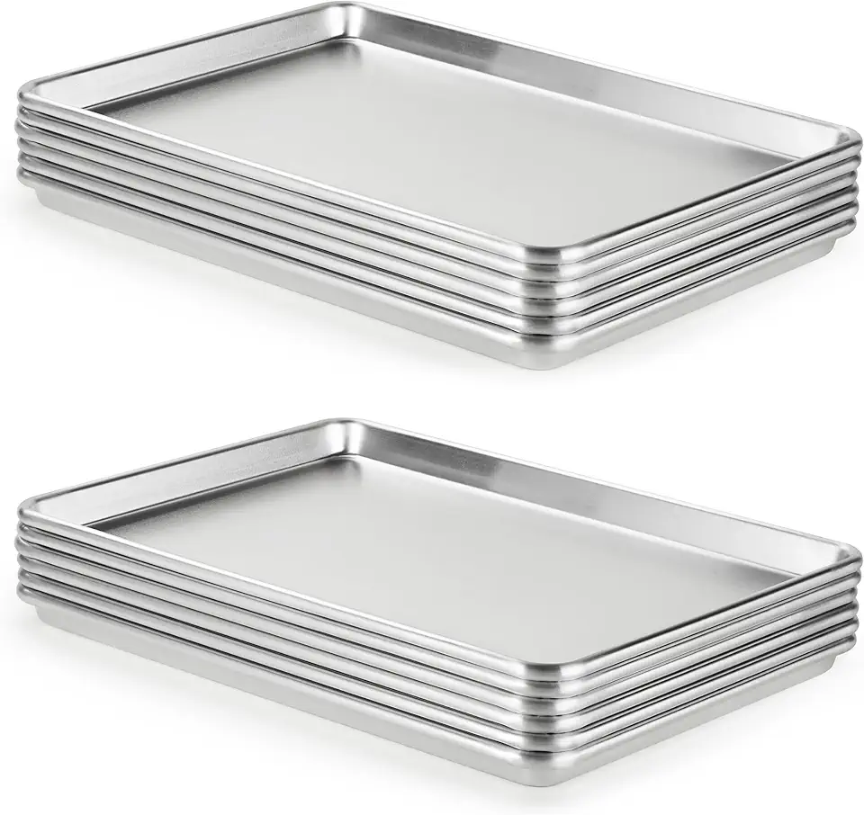 CURTA 12 Pack Aluminum Sheet Pan, NSF Listed Half Size 18 x 13 inch Commercial Bakery Cake Bun Pan, Baking Tray