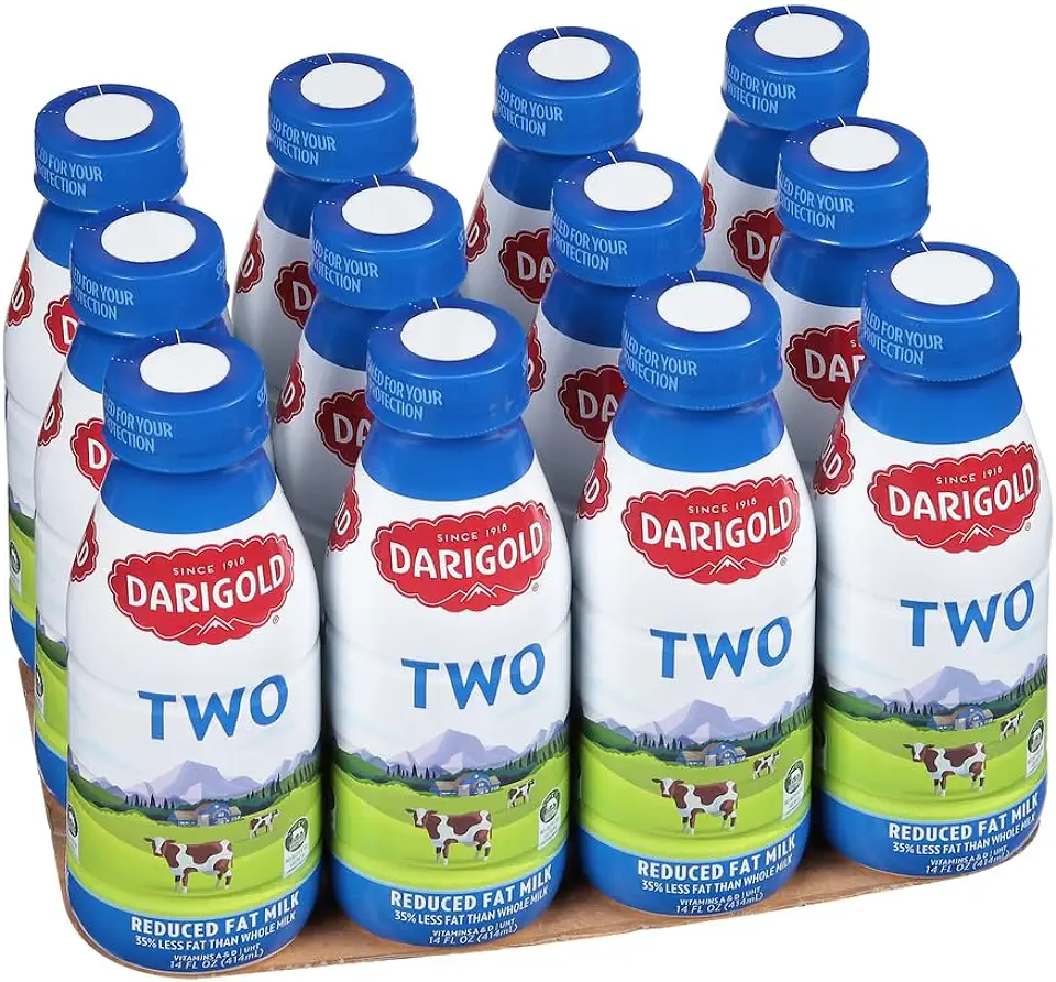 Darigold Milk 2 Percent Low Fat Milk - 2 Percent Shelf Stable Milk Made with 9 Essential Nutrients, rsBT Free - 14oz, 12 Pack (White Milk)