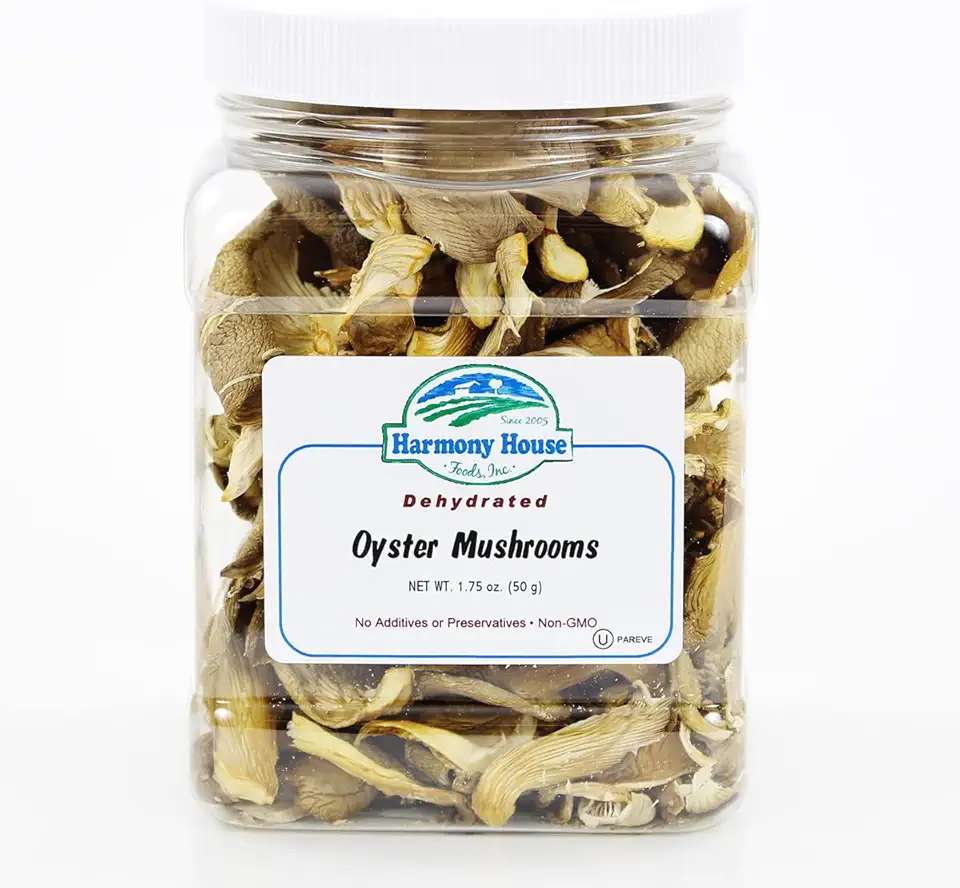 Harmony House Foods Dried Oyster Mushrooms (1.75 oz, Quart Size Jar)