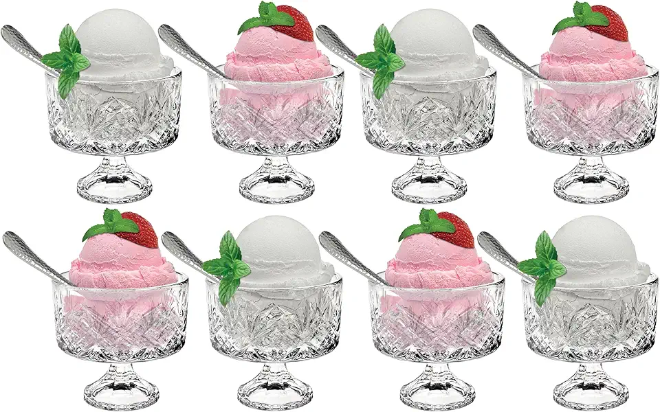 Godinger Crystal Glass Dessert Cups, Mini Trifle Bowl Set, Dessert Bowls with Dessert Spoons, 16 pcs Tasters Set - 3.5oz, Dublin Collection