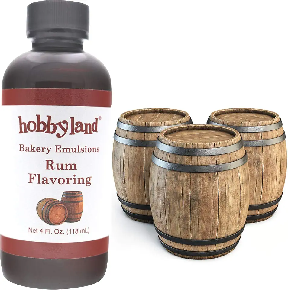 Hobbyland Bakery Emulsions (Rum Flavoring, 4 fl oz), Rum Baking Emulsion, Made in small batches.