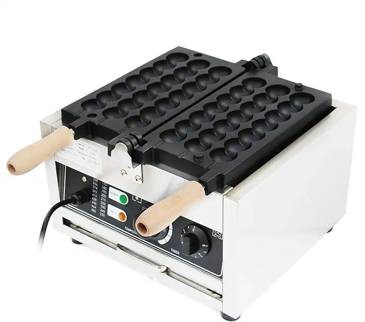 42pcs Commercial Waffle Ball Maker, Nonstick Electric Bubble Skewer Waffle Ball Machine Stainless Steel Waffle Maker with Time&amp;Temp Control for Bakeries, Restaurants, Kiosks, Canteens