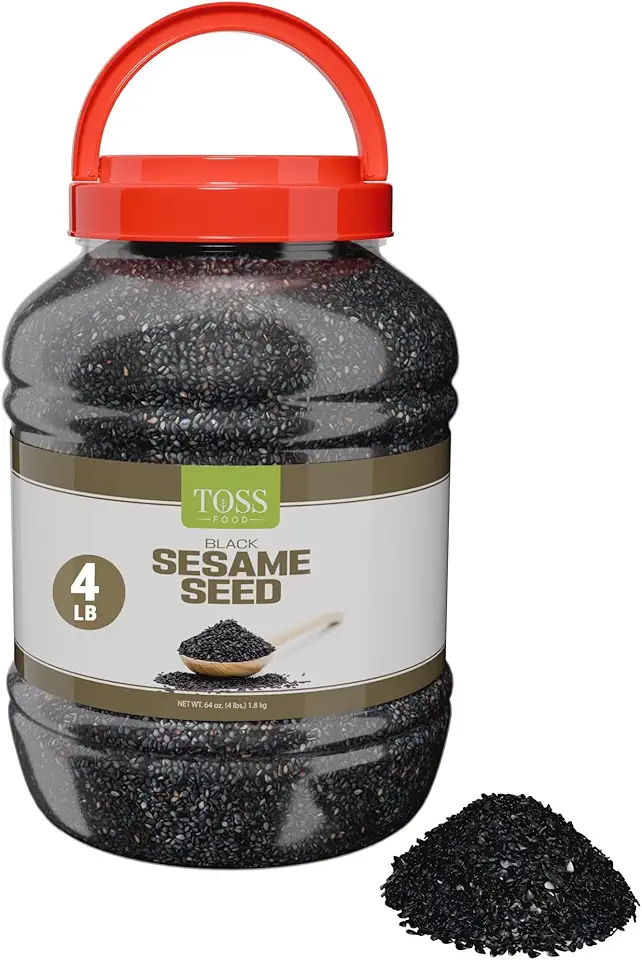 Black Sesame Seeds, 4 Lbs - Raw Unhulled Black Sesame Seed,Perfect for Stir-Fries and Coating for Meat and Fish Salad, Soup, Noodle &amp; Sushi Topping Keto Nutty Flavor