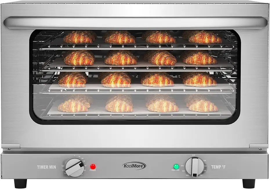 KoolMore 23 in. Commercial Countertop Convection Oven for Half-Size Pans with 4 Racks 1600W of Power in Stainless-Steel, ETL Listed for Safety and Sanitation (KM-CTCO-15)