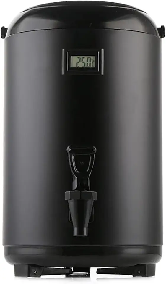 Stainless Steel Insulated Beverage Dispenser Hot Beverage Dispenser Cold and Hot Drink Dispenser with Thermometer, 12L/3.2Gal for Hot Tea&amp;Coffee, Cold Milk, Water,Juice, BLACK