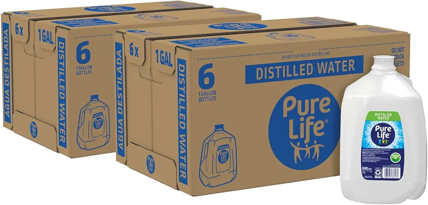 Pure Life Distilled Water, 1 Gallon, Plastic Bottled Water 12 Bottles Of 1 Gallon Each (12 Total Gallons)