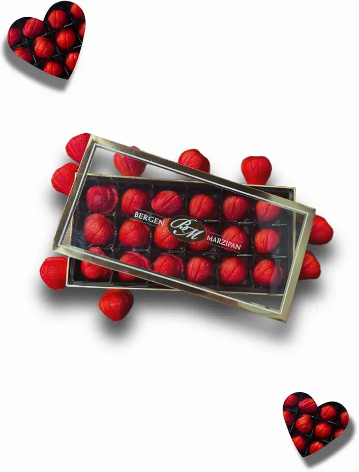 Bergen marzipan 18 piece Gift Box Strawberry Shape Marzipan