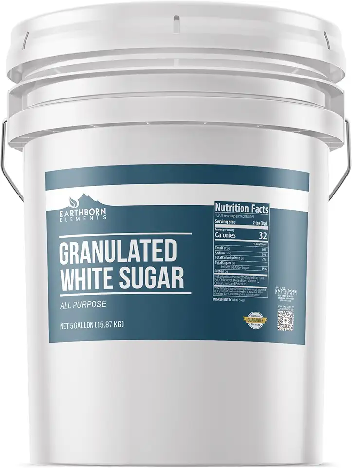 Earthborn Elements Granulated White Sugar, Baking and Kitchen Staple, Non GMO (5 Gallon)