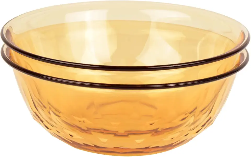 9 Inch Glass Bowls 2 Pack, Premium Borosilicate Glass Salad Bowl, Glass Bowl Set Dishwasher and Oven Safe Glass Bowls, 2.1 QT, Amber