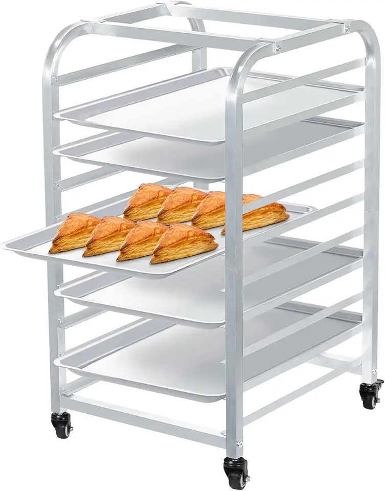 OFFICEROO Bakery Bun Pan Speed Rack - Half Sheet Only, Size Adjusted, Food Trays Cart, for Commercial Baking and Bakers (10 Tiers), Trays Not Included