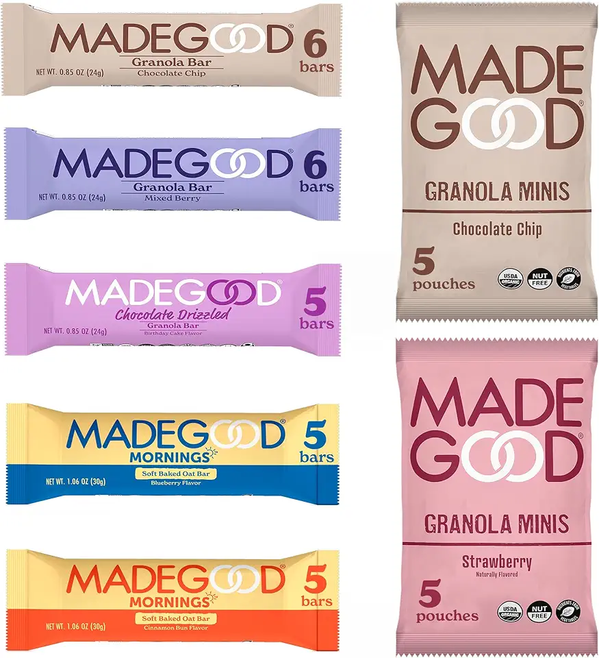 MadeGood Healthy Snacks Variety Pack (37 Count) Organic Granola Bars, Granola Bites, Morning Bars