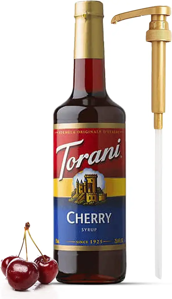 Cherry Syrup for Coffee &amp; Cocktails 25.4 Ounces Coffee Flavoring for Drinks with Fresh Finest Coffee Syrup Pump