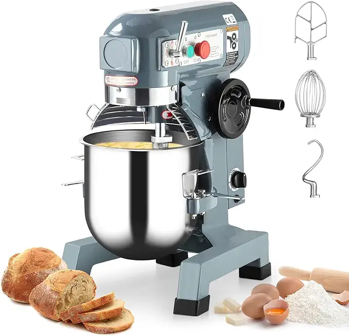 Commercial Stand Mixer, 15Qt Heavy Duty Electric Food Mixer, Commercial Mixer 600W with 3 Speeds Adjustable 130/233/415RPM, Stainless Steel Bowl, Dough Hook Whisk Beater Perfect for Bakery Pizzeria