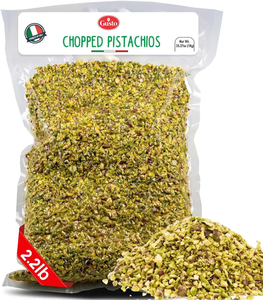 Pistachios Chopped, 2.2 lb 1kg, Sicilian Raw Pistachio Crumbles, Cryo Sealed, Ice Cream Topping, Nuts, Product of Italy, Bronte, Sicily, Italy, Gusto Etna