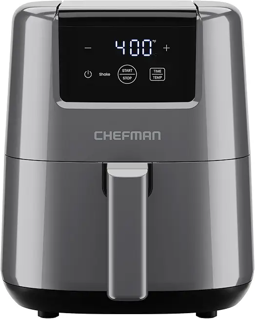 CHEFMAN 2 Qt Mini Air Fryer – Digital Space-Saving Compact Air Fryer with Nonstick and Dishwasher Safe Basket, Quick &amp; Easy Meals in Minutes, Features Digital Timer and Shake Reminder – Grey